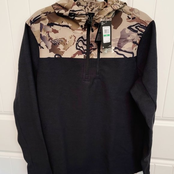Under Armour Men's Sz Large Specialist Grid ½ Half Zip Hoodie Black/Camo NWT $90 - Picture 3 of 14